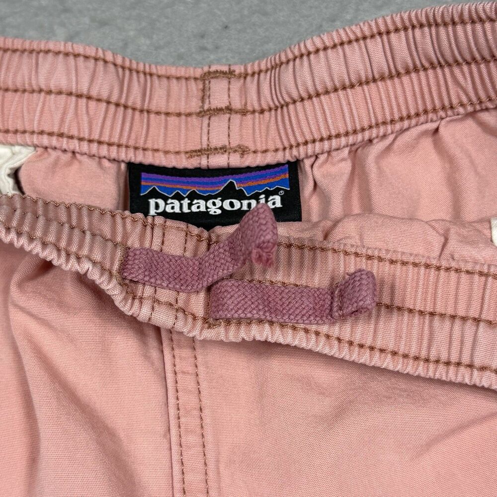 Patagonia Shorts Men Large Pink Funhoggers Khaki Elastic Waist Cotton 3 Pockets - Picture 13 of 16